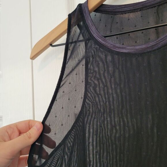 ZYIA Active Calm Luxe High Neck Mesh Tank Top Polka Dot Black Size Large - Picture 3 of 7